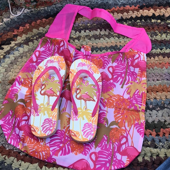 Sandals with Shopping bag Flamingos - Picture 1 of 3